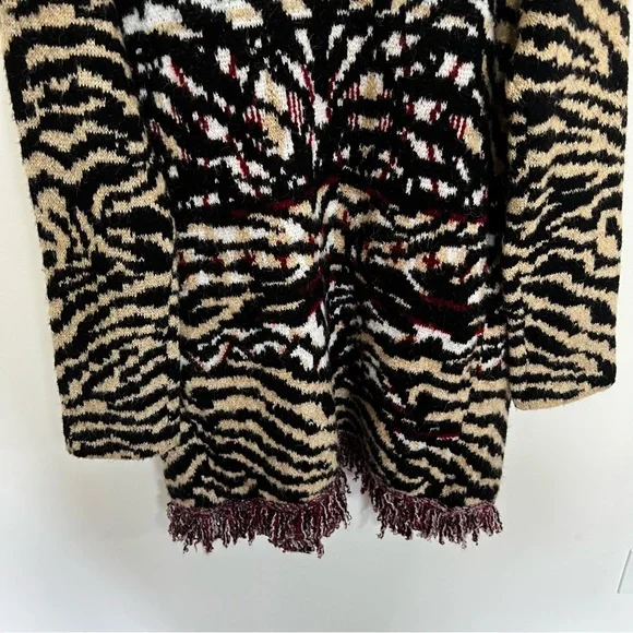 By Anthropologie Paloma Fringed Animal Print Cardigan Sweater - Picture 13 of 16